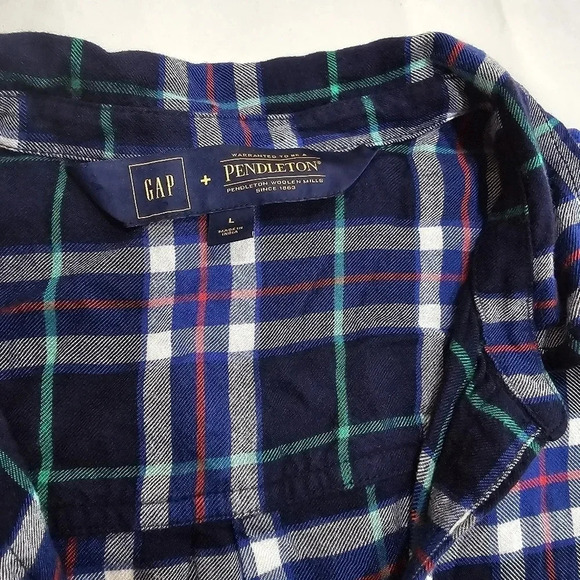 Gap × Pendleton long sleeve shirtdress Blue Plaid check size large - Picture 8 of 11